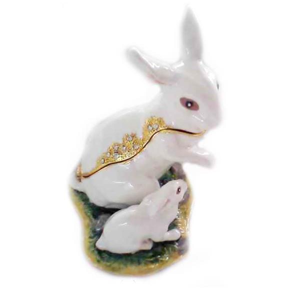 Rabbit Trinket Box Bunny Jewelry Boxes Cony Rabbit Enameled Trinket Box Organizers Animals Figures Gift Necklace Holder