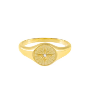 Customized Sterling Silver Signet Ring Womens 18K Gold Ladies Signet Rings