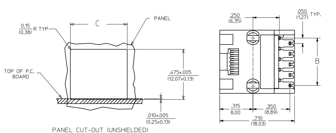 Порт 6p4c Molex 432026105 одиночный защищал плату RJ45 модульного Джек вниз без СИД