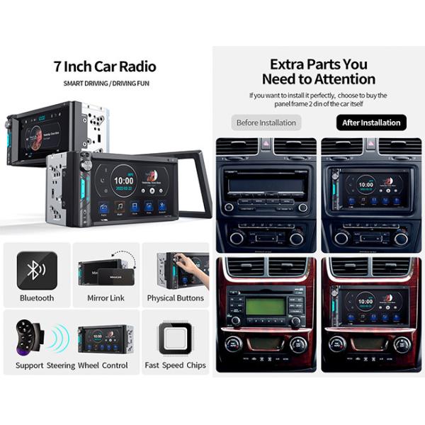 7 Inch IPS MP5 Car Stereo Mirrorlink AM FM High Definition Car Stereo Dual Camera