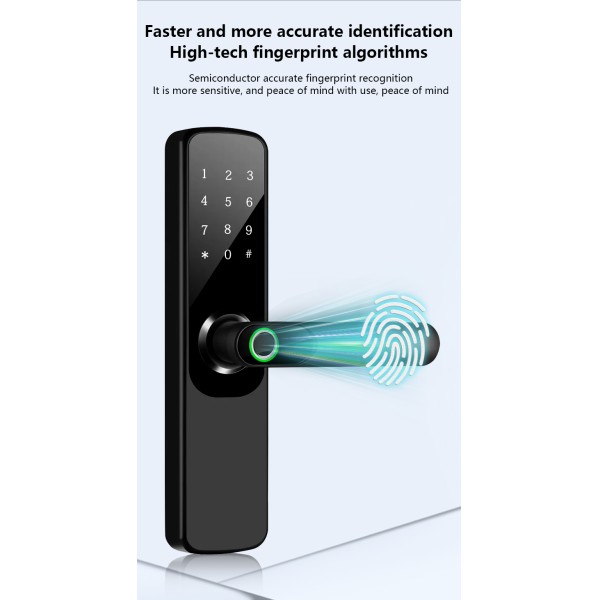 Tuya Indoor Smart Lock Wifi Aluminum Alloy Half Face Automatic Remote Keyless Entry Fingerprint Password European Cross-border