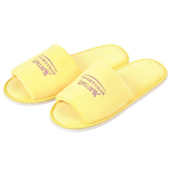 White Velvet Material Disposable Hotel Slippers Solid Imprinted Customized Logo