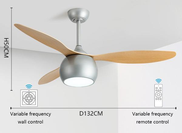 Ventilateur de plafond à LED moderne de 42/52 pouces avec corps en fer léger muet et télécommande pour la salle de séjour