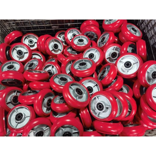 Heavy Duty Industrial Pu Casters Dual Spring Load Bearing Wheels Iron Core Singel Castors 4