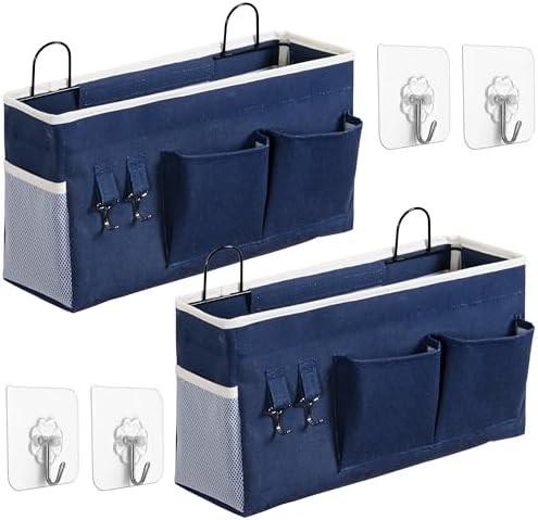2pcs grande saco de armazenamento pendurado na parede, porta armário linho tecido bolsos organizador, à prova d'água para sala de estar quarto