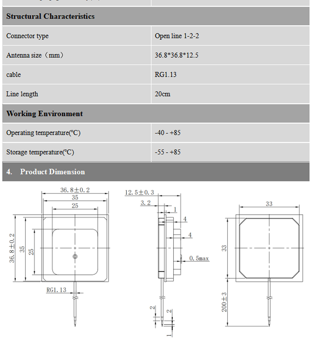 Beidou Small Sized Active GNSS GPS Antenna Built In L1+L5 High Gain BT-T157