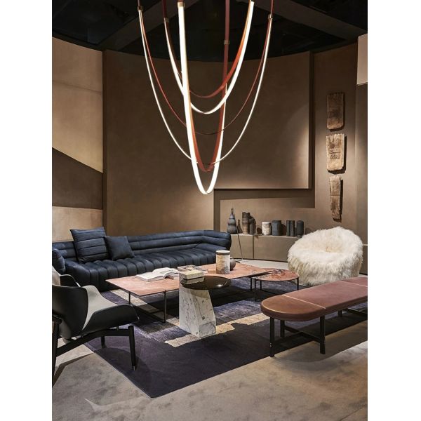 Dimmable LED Fexible Brown Black Leather Belt Chandelier (WH-NC-132)