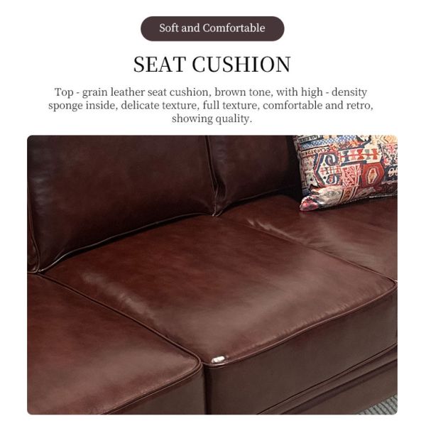 Nidea #8950 High Quality Genuine Leather Barton Sofa Set 3 Pieces American Retro Design Sponge Comfortable Durable for Hotel Bedroom Bed