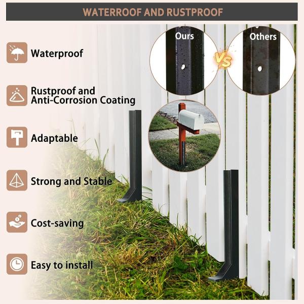 Estacas de reparação de postes de cercas metálicas para suporte duradouro de cercas inclinadas ou em decomposição