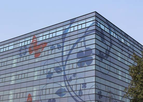 Residential Buildings Decorative Patterned Glass , Flat Tempered Glass For Facades