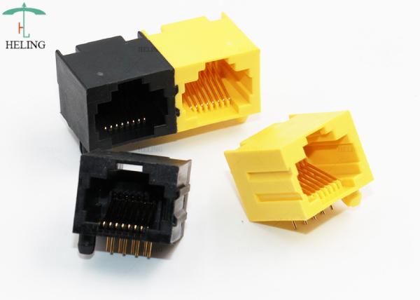 Unshielded RJ45 1x2 Two Ports Rj45 8p8c Connector Female Stitching R / A