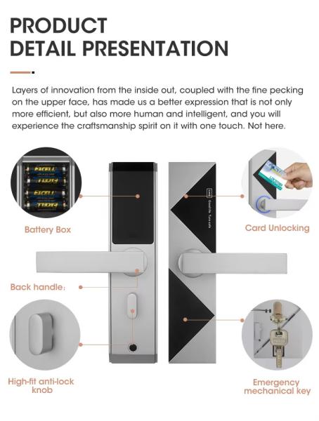 RFID Hotel Door Lock Black / Silver Smart Electronic Door Lock