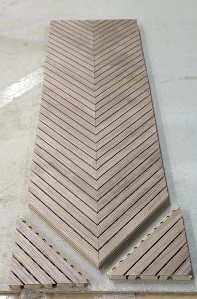 6/2mm Office Veneer Linear Grooved Acoustic Wall Panels Sound Absorption Isolation Board