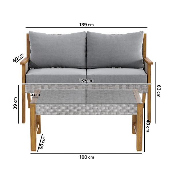 Y Mail Packing Rattan Weave Outdoor Sofa Set with Solid Wooden Frame and PE Wicker
