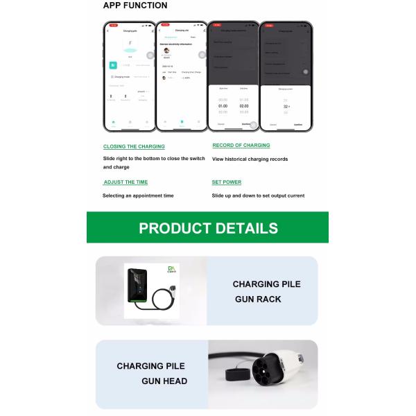 Commercial AC Charger 7KW EV Type 2 EV Car 14KW Intelligent Voice-Controlled Charger IP55 Safe EV Charger AC With Load Balance
