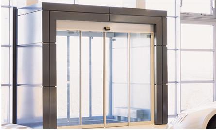 Brown Door Frame Commercial Automatic Sliding Doors With Maintenance Free Motor