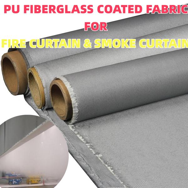 TEJIDO RECUBIERTO DE FIBRA DE VIDRIO PU PARA CORTINAS CORTAFUEGOS Y DE HUMO