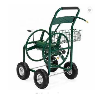 4 Wheel Cart Stainless Steel Water Hose Reel for Easy Garden Watering and Cleaning