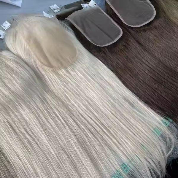 Factory Wholesale Lace Topper 5x5 100% Raw VRIGHIN  Human Hair Pre Colored Mesh Integration Closure DROP SHIPPING REDAY TO GO