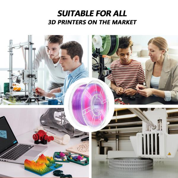3Dプリント フィラメント 1.75mm 透明グラディエント 双色紫青 1000g pLA+ フィラメント