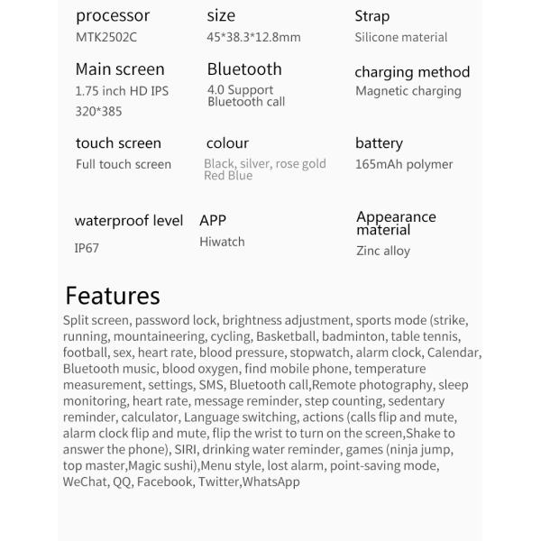 HL26Plus Smartwatch 1.75 Inch 320*385 Waterproof Sports Can Provide Customized