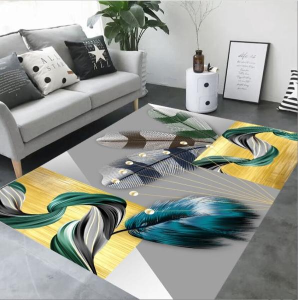 3D Printed Feather Abstract Pattern Carpets for Living Room Floor, Sofa and Bedroom