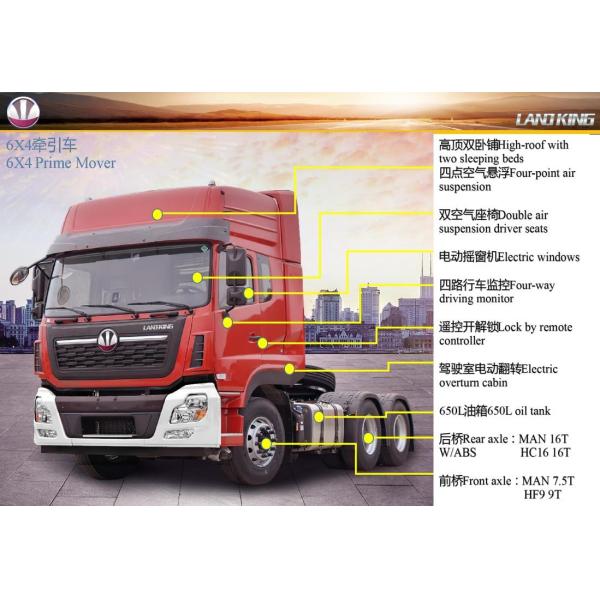 Landking 6x4 Tractor Truck , New Prime Mover Truck Head