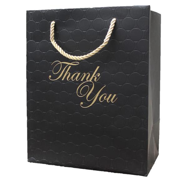 Large Luxury Custom Black Shopping Paper Bags For Gift Packaging Jewelry Clothes Boutique