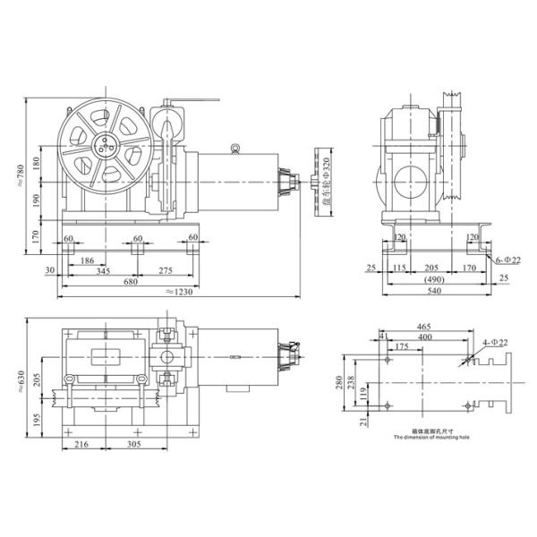 5.5kw Elevator Geared Traction Machine Home Elevator Lift Motor