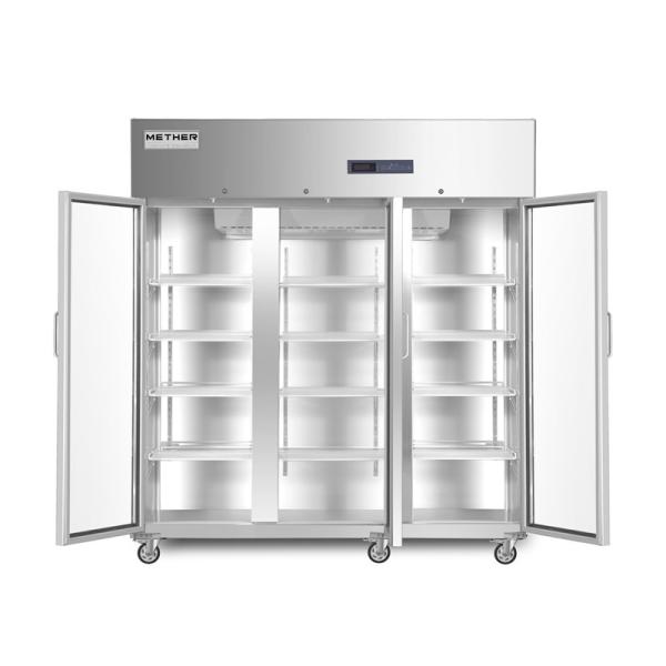Refrigerador médico de aço inoxidável de aquecimento de 304 farmácias das portas de vidro usado no laboratório do hospital