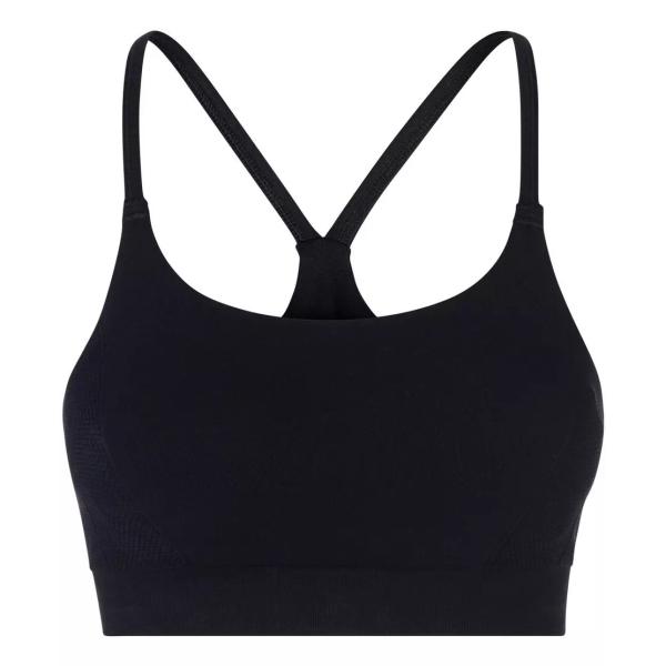 Fashionable Soft Wear Black Seamless Padded Yoga Bra Sexy Strap Sports Bra For Women