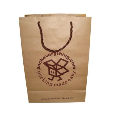 Le transporteur imprimé de papier de Brown emballage de sacs de marchandises de Papier d'emballage met en sac la vente en gros de empaquetage
