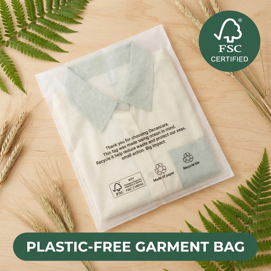 Plastic Free Luxury Glassine Paper Bag for Apparel Fur Biodegradable Clothing