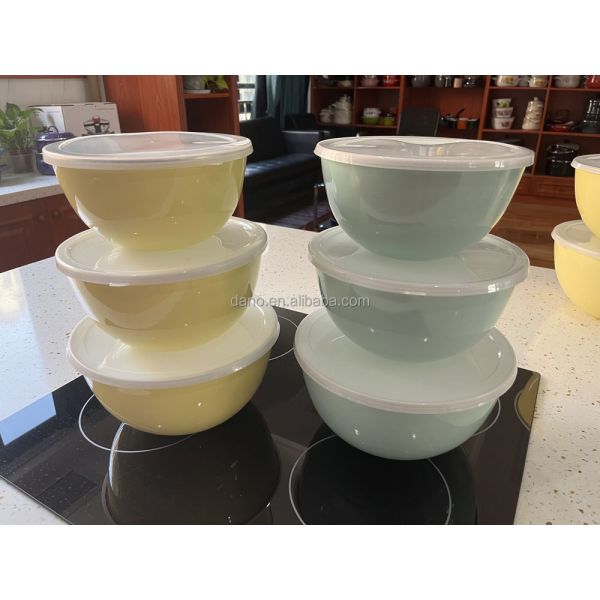 High Temperature Logo Printing Enamel Mixing Bowl Custom Color 18cm 20cm 22cm 24cm