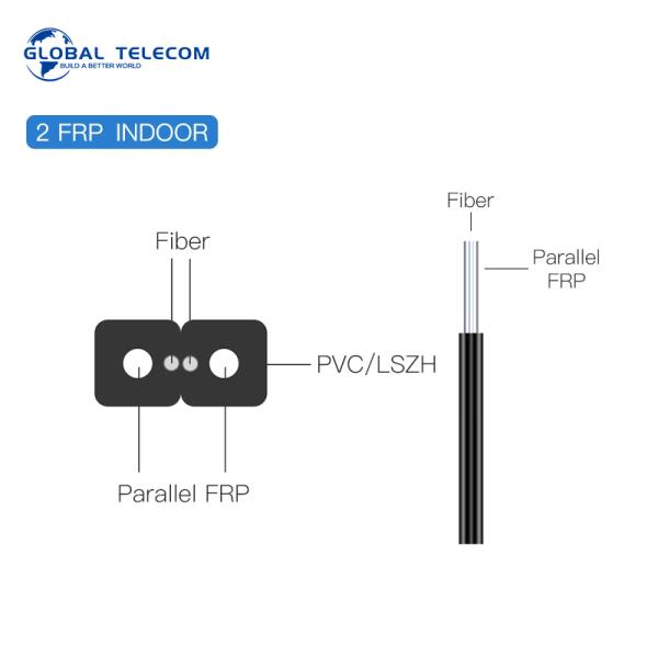 2 Core FTTH Drop Fiber Optic Cable , Outdoor FTTH Drop Cable G657A1 G657a2 Fiber G657A4