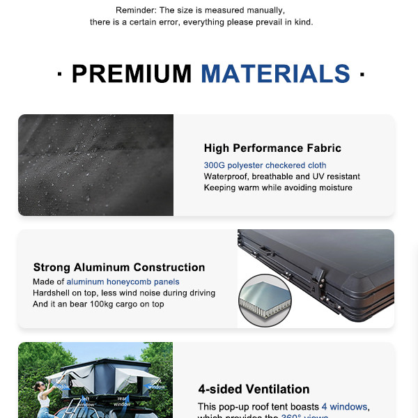 300gsm Polyester Tent Fabric Pop Up Roof Top Tent For 3-4 Person Camping On Truck And Pickup