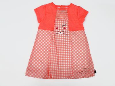 Check Print Jersey 180g Cotton Dress For Baby Girl Spaghetti Straps