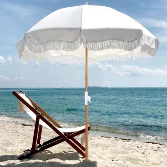 Tourist Attraction Must-Have Outdoor Tassel Beach Umbrella with Umbrellas Base