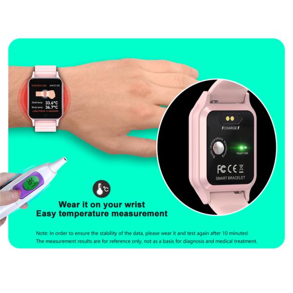 Дети температуры тела Smartwatch T96 делают измеряя отслежыватель водостойким ECG здоровья фитнеса браслета Gts T96