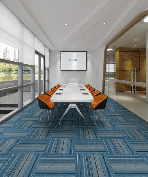 PP  Stripe  Commercial Office Carpet Tiles 50cm X 50cm Tile Size