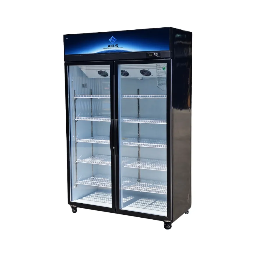 Campus Cafeteria Double Door Commercial Fridge Self Closing Refrigerated Beverage Cooler 680L