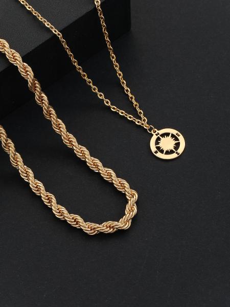Fashion Double Layer Necklace Compass Necklaces For Women Jewelry Gifts