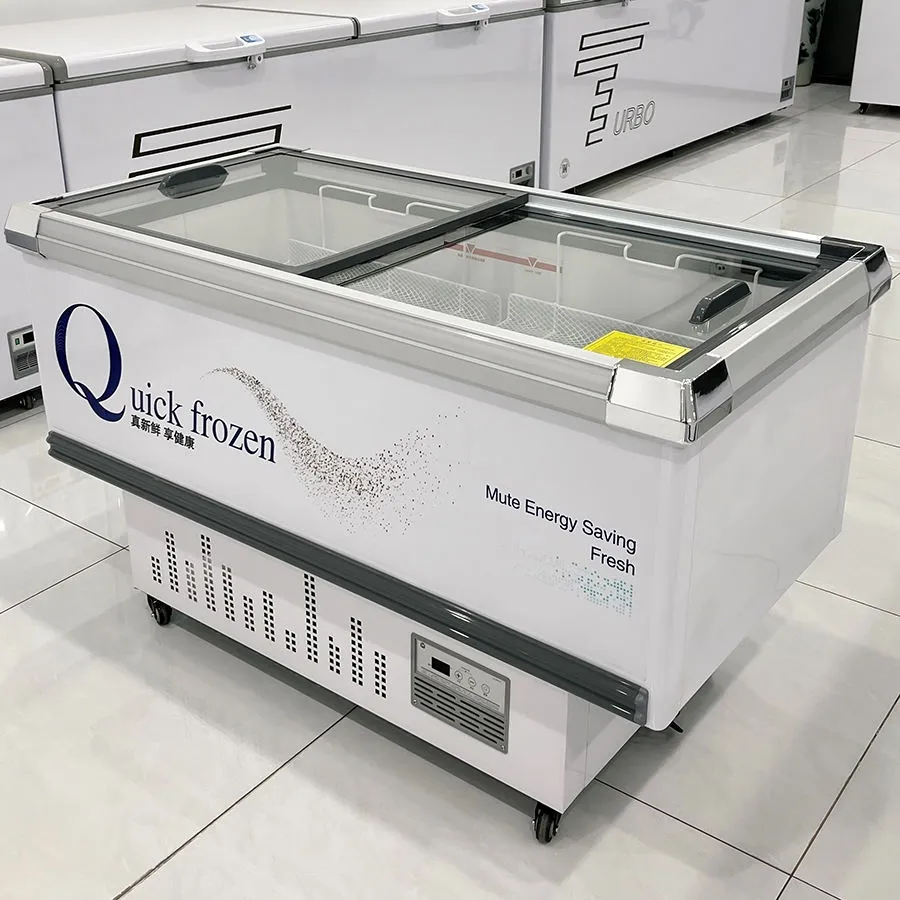 Direct Cooling Glass Top Commercial Freezer Glass Door Top Glass Freezer