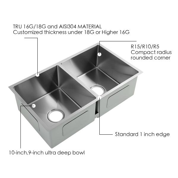 stainless steel 304 modern design single bowl handmade black color apron kitchen sink