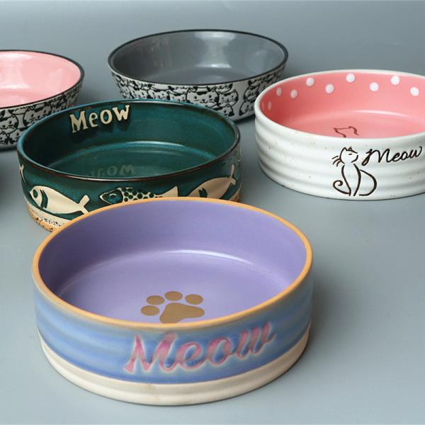 Dishwasher Safe White Ceramic Pet Water Bowl For Pets Feeding Dish