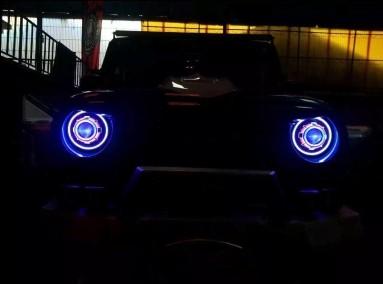 Jeep Wrangler HeadLights LED 7 HeadLamp Head Lights 7 COB angel eye headlight round hid halo head light for JK
