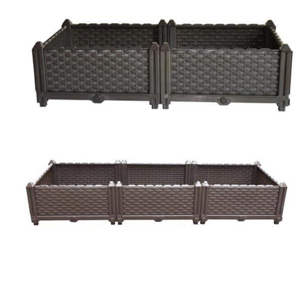 40*40*22cm plastic plant grow box, garden beds DIY planter box for vegetable/flower/herb outdoor backyard, natural