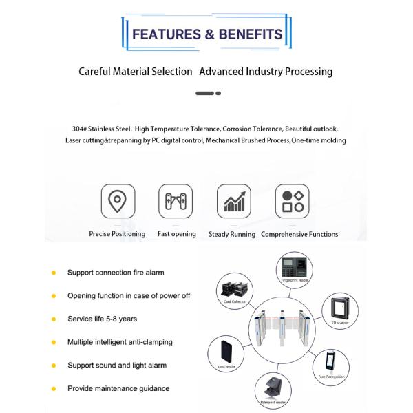 Нержавеющая сталь турникета 304 управления доступом пешеходного турникета ворот скорости электронная