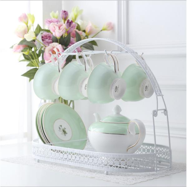 Gold Plated Six Hooks Tea Cup Holder Stand For Decoration