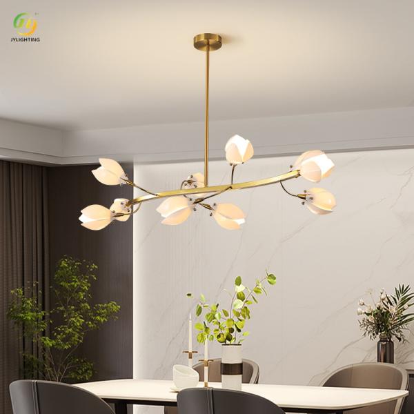 JYLIGHTING Diseño de sala de estar de lujo estilo crema francés, lámpara colgante moderna de alta gama con capullo de magnolia para dormitorio